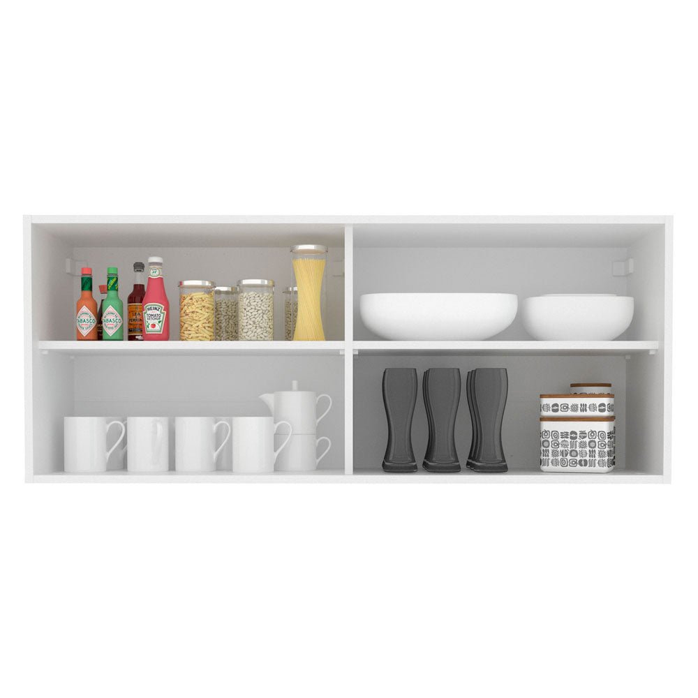 Gabinete de Cocina Glamy Blanco 120x50cm Flotante con Dos Puertas y Vidrios Reflectantes - ALACENAS Y MUEBLES MICROONDAS | Bylmo