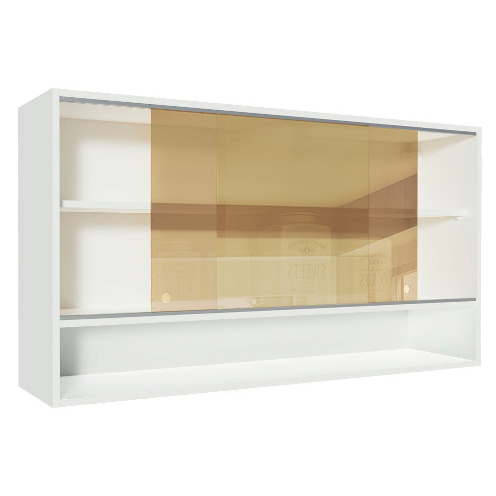 Gabinete de Cocina Glamy Blanco 120x66cm Flotante con Dos Puertas y Vidrios - ALACENAS Y MUEBLES MICROONDAS | Bylmo