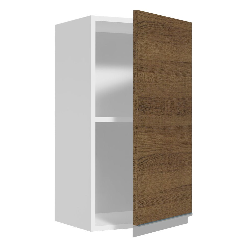 Gabinete de Cocina Glamy Blanco y Marron 35x66cm Flotante con Una Puerta - ALACENAS Y MUEBLES MICROONDAS | Bylmo