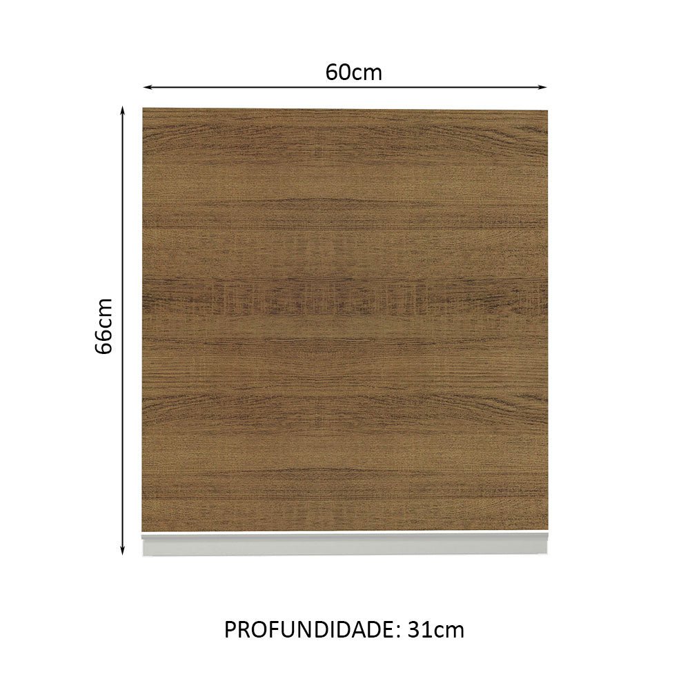 Gabinete de Cocina Glamy Blanco y Marron 60x66cm Flotante con Una Puerta - ALACENAS Y MUEBLES MICROONDAS | Bylmo