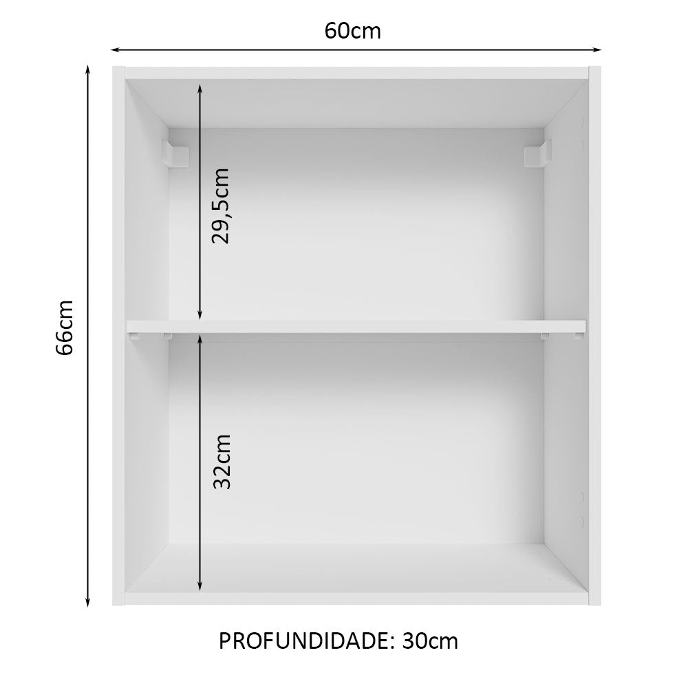 Gabinete de Cocina Glamy Blanco 60x66cm Flotante sin Puertas - ALACENAS Y MUEBLES MICROONDAS | Bylmo
