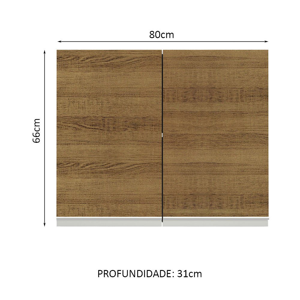 Gabinete de Cocina Glamy Blanco y Marron 80x66cm Flotante con Dos Puertas - ALACENAS Y MUEBLES MICROONDAS | Bylmo