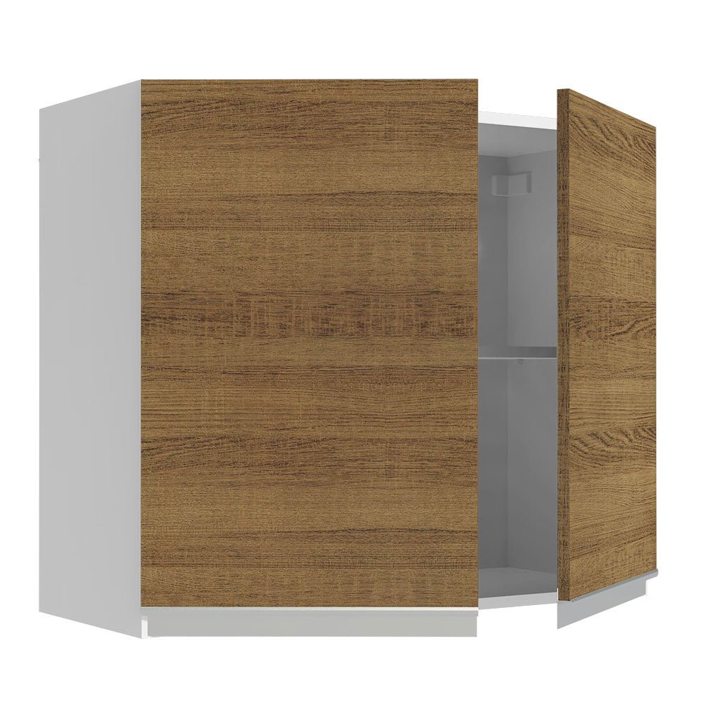 Gabinete de Cocina Glamy Blanco y Marron 80x66cm Flotante con Dos Puertas - ALACENAS Y MUEBLES MICROONDAS | Bylmo