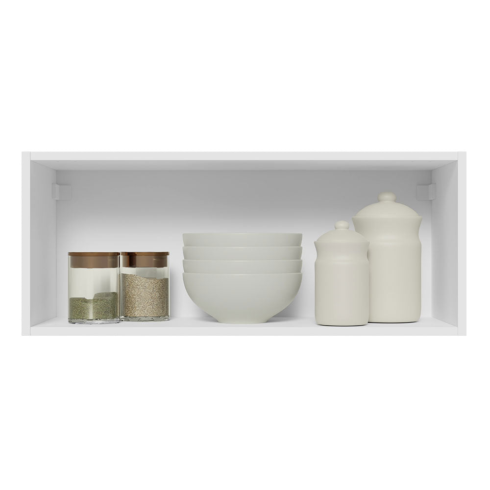 Gabinete de Cocina Glamy Blanco y Marron 80x33cm Flotante con Una Puerta - ALACENAS Y MUEBLES MICROONDAS | Bylmo