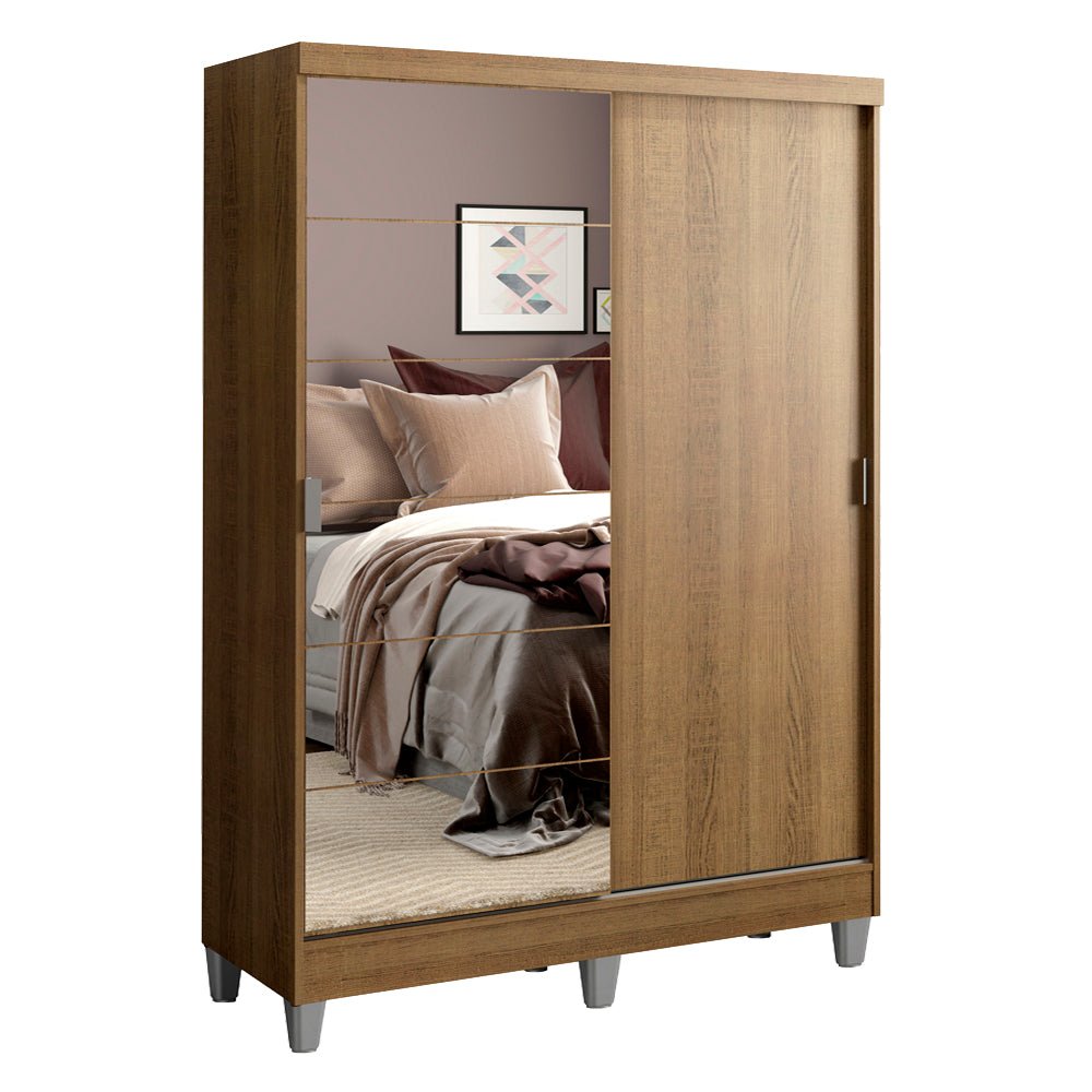 Closet Luke Marron 120x192cm con Un Espejo con Dos Cajones y con Tres Entrepaños - CLOSETS | Bylmo