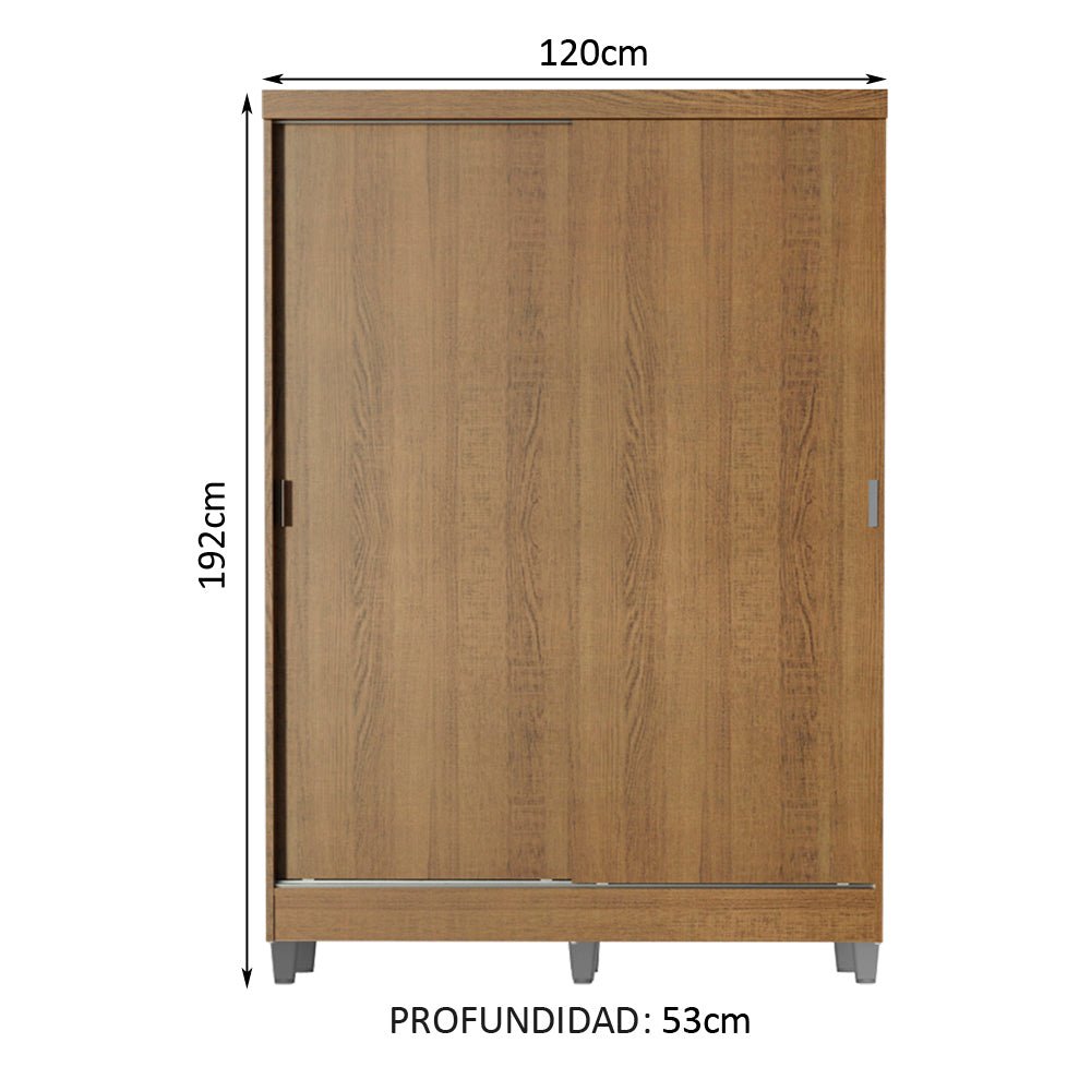 Closet Luke Marron 120x192cm con Dos Cajones y con Tres Entrepaños - CLOSETS | Bylmo