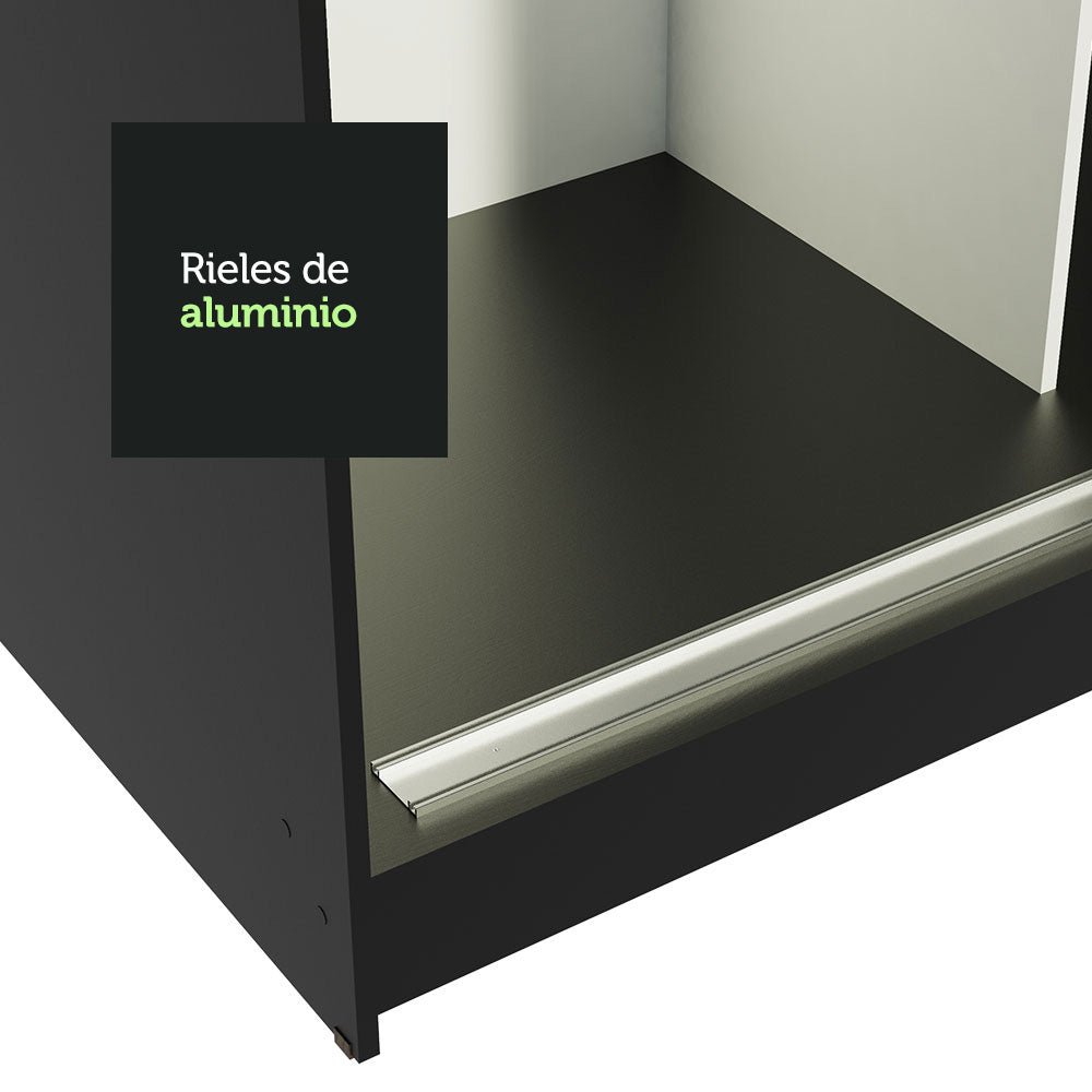 Closet Reno Negro y Blanco 180x205cm con Espejo con Cuatro Cajones y con Seis Entrepaños - CLOSETS | Bylmo