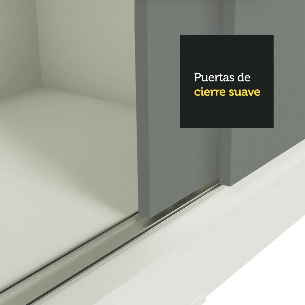 Closet Reno Blanco y Gris 180x205cm con Espejo con Cuatro Cajones y con Seis Entrepaños - CLOSETS | Bylmo