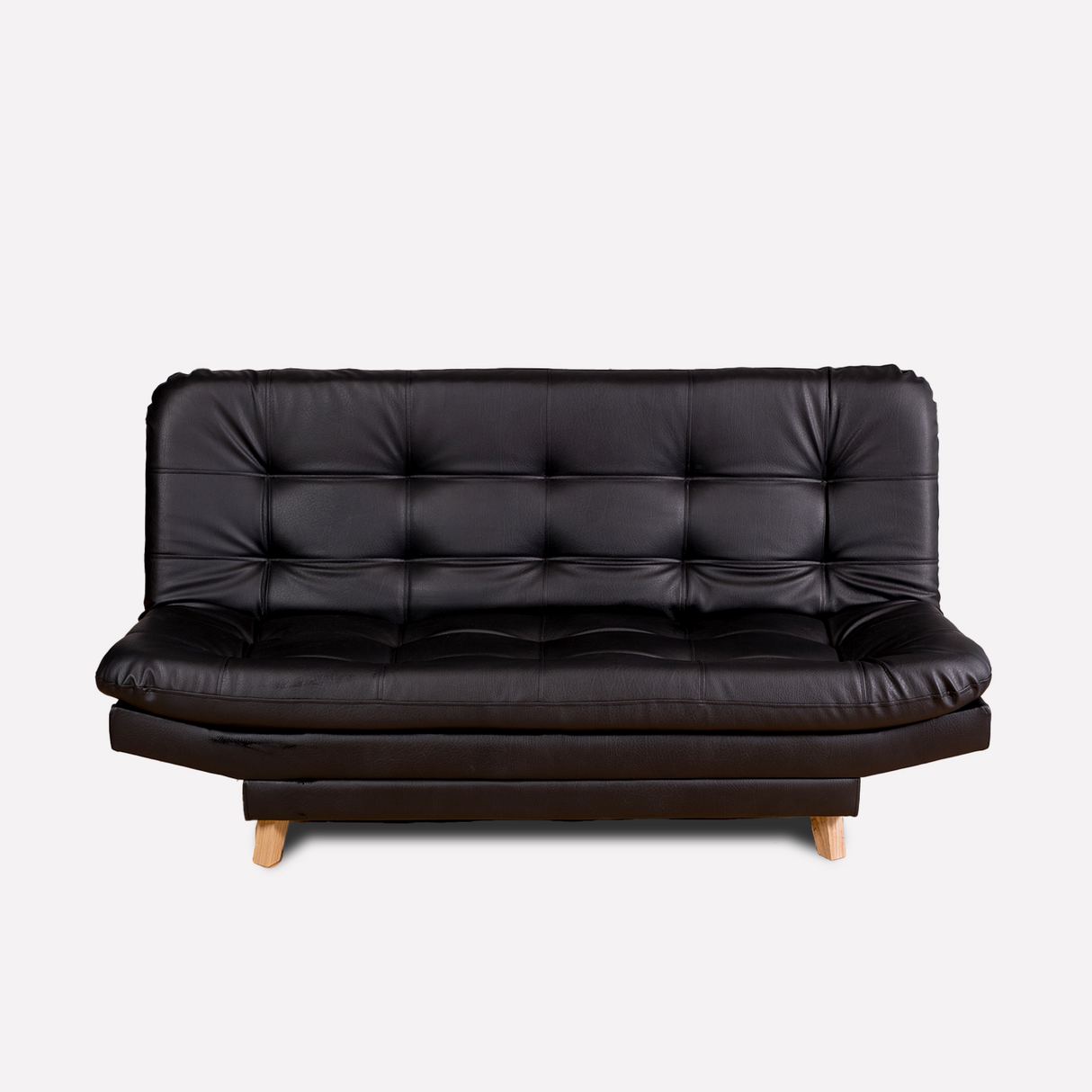 Sofá Cama Valencia Negro Sintético 180x85cm De Tres Puestos Antifluido con Patas y Dos Cojines Decorativos - SOFAS Y POLTRONAS | Bylmo