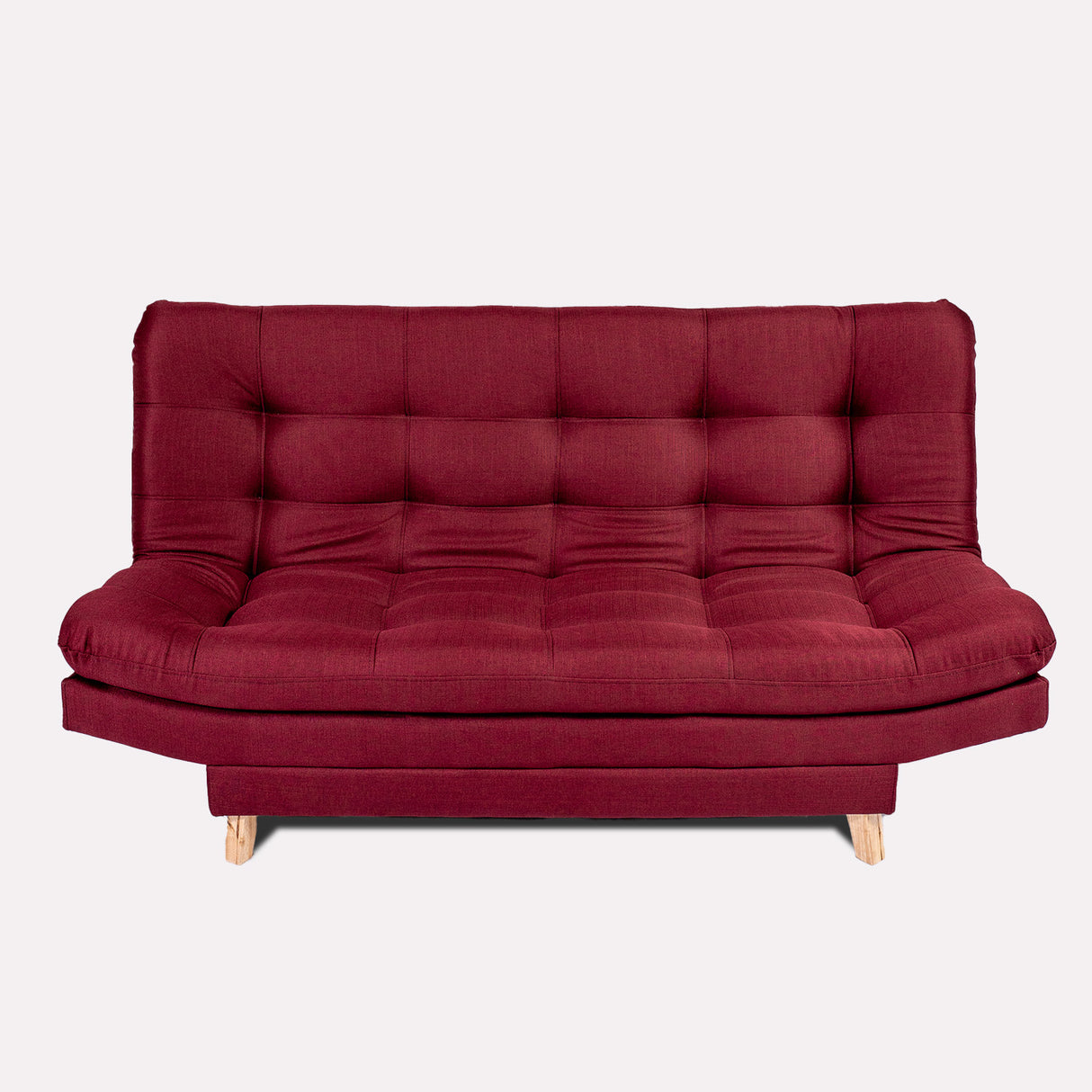 Sofá Cama Valencia Vinotinto 180x85cm De Tres Puestos Antifluido con Patas y Dos Cojines Decorativos - SOFAS Y POLTRONAS | Bylmo