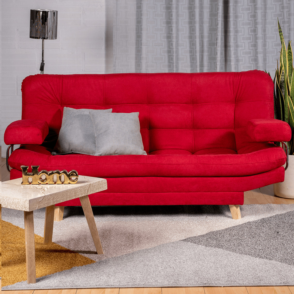 Sofá Cama Valencia Rojo 180x85cm De Tres Puestos Antifluido con Patas - SOFAS Y POLTRONAS | Bylmo