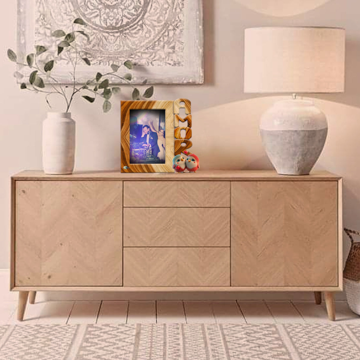 Portarretrato Amor A1 Beige 20x20cm sin Marco y con Vidrio Protector - PORTARRETRATOS | Bylmo