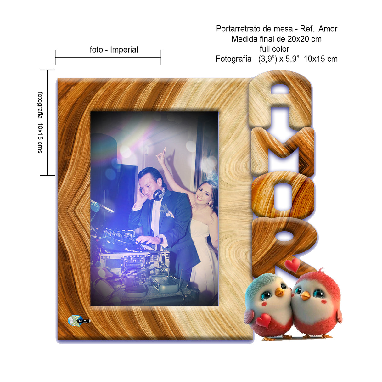 Portarretrato Amor A1 Beige 20x20cm sin Marco y con Vidrio Protector - PORTARRETRATOS | Bylmo