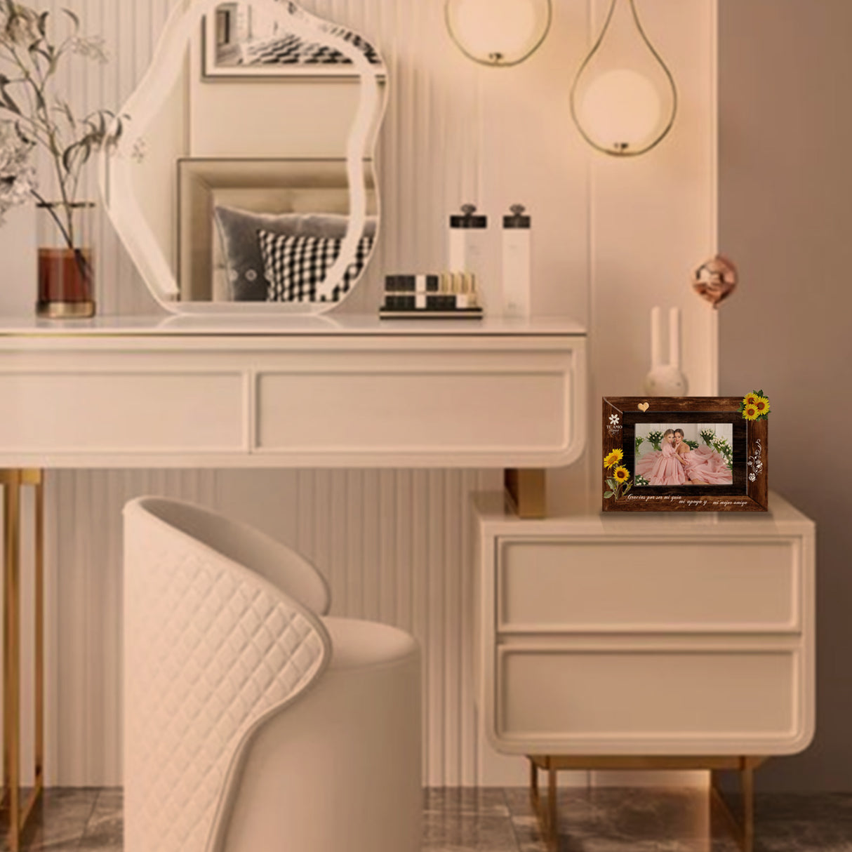 Portarretrato Girasol Cafe 24x17.5cm sin Marco y con Vidrio Protector - PORTARRETRATOS | Bylmo