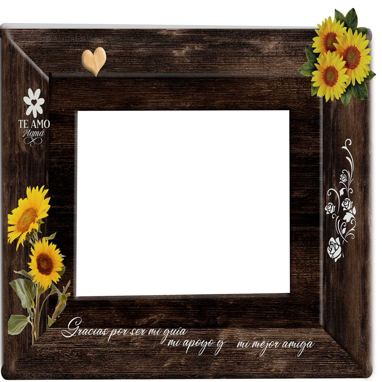 Portarretrato Girasol Cafe 24x17.5cm sin Marco y con Vidrio Protector - PORTARRETRATOS | Bylmo