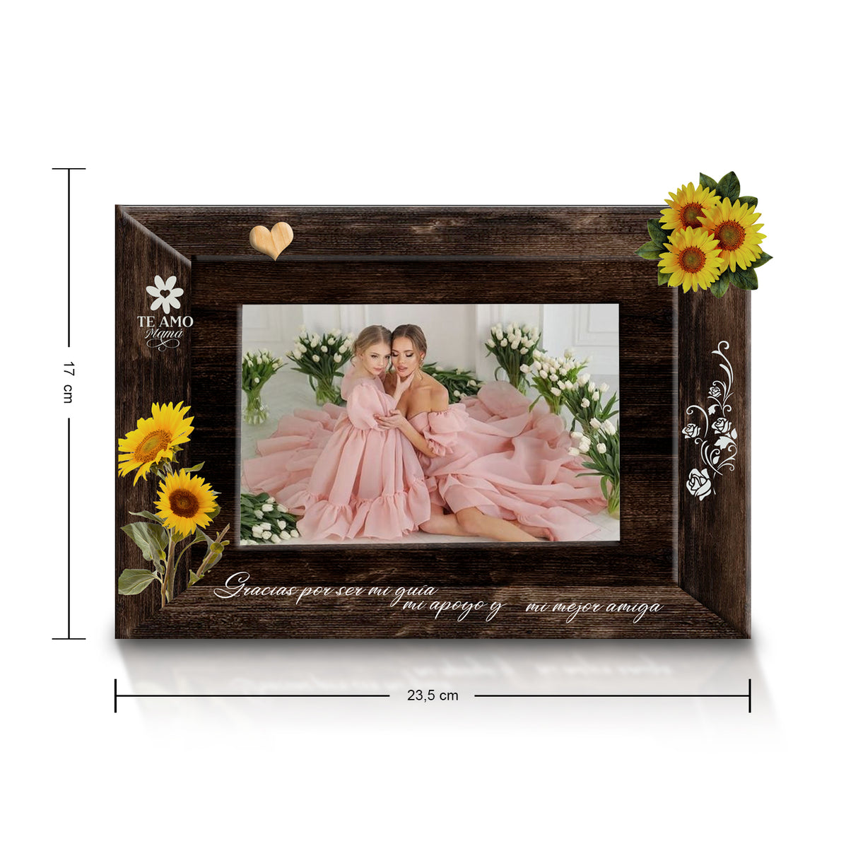 Portarretrato Girasol Cafe 24x17.5cm sin Marco y con Vidrio Protector - PORTARRETRATOS | Bylmo