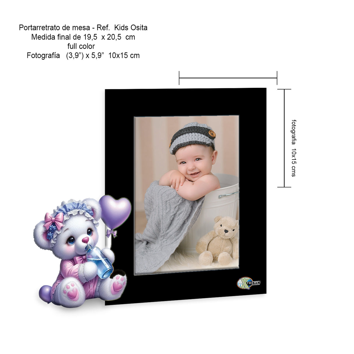 Portarretrato Kids Fantasía Negro 19.5x20cm sin Marco y con Vidrio Protector - PORTARRETRATOS | Bylmo