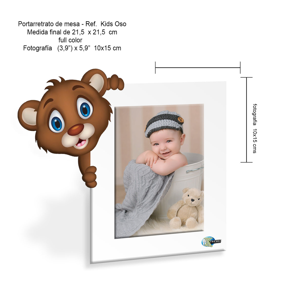 Portarretrato Kids Blanco 21.5x21.5cm sin Marco y con Vidrio Protector - PORTARRETRATOS | Bylmo