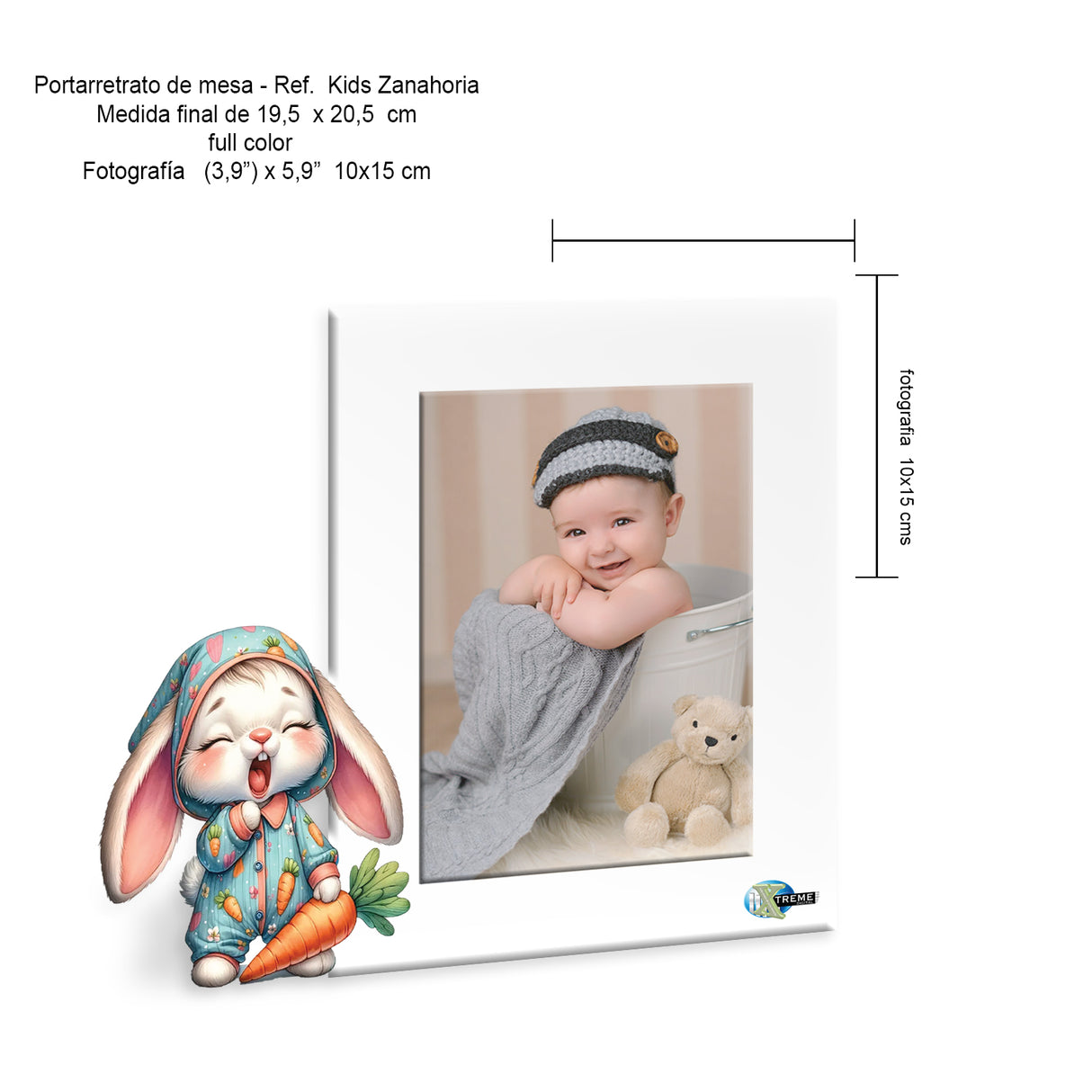 Portarretrato Kids Blanco 20.5x19.5cm sin Marco y con Vidrio Protector - PORTARRETRATOS | Bylmo