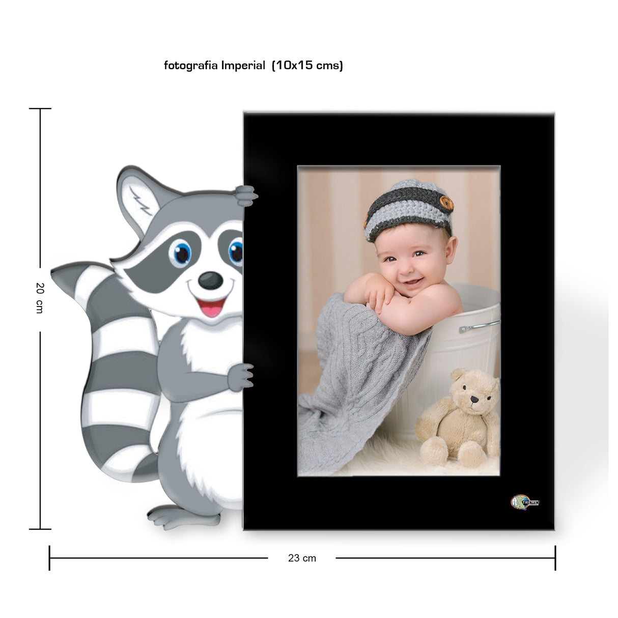 Portarretrato Kids Negro 23x20cm sin Marco y con Vidrio Protector - PORTARRETRATOS | Bylmo