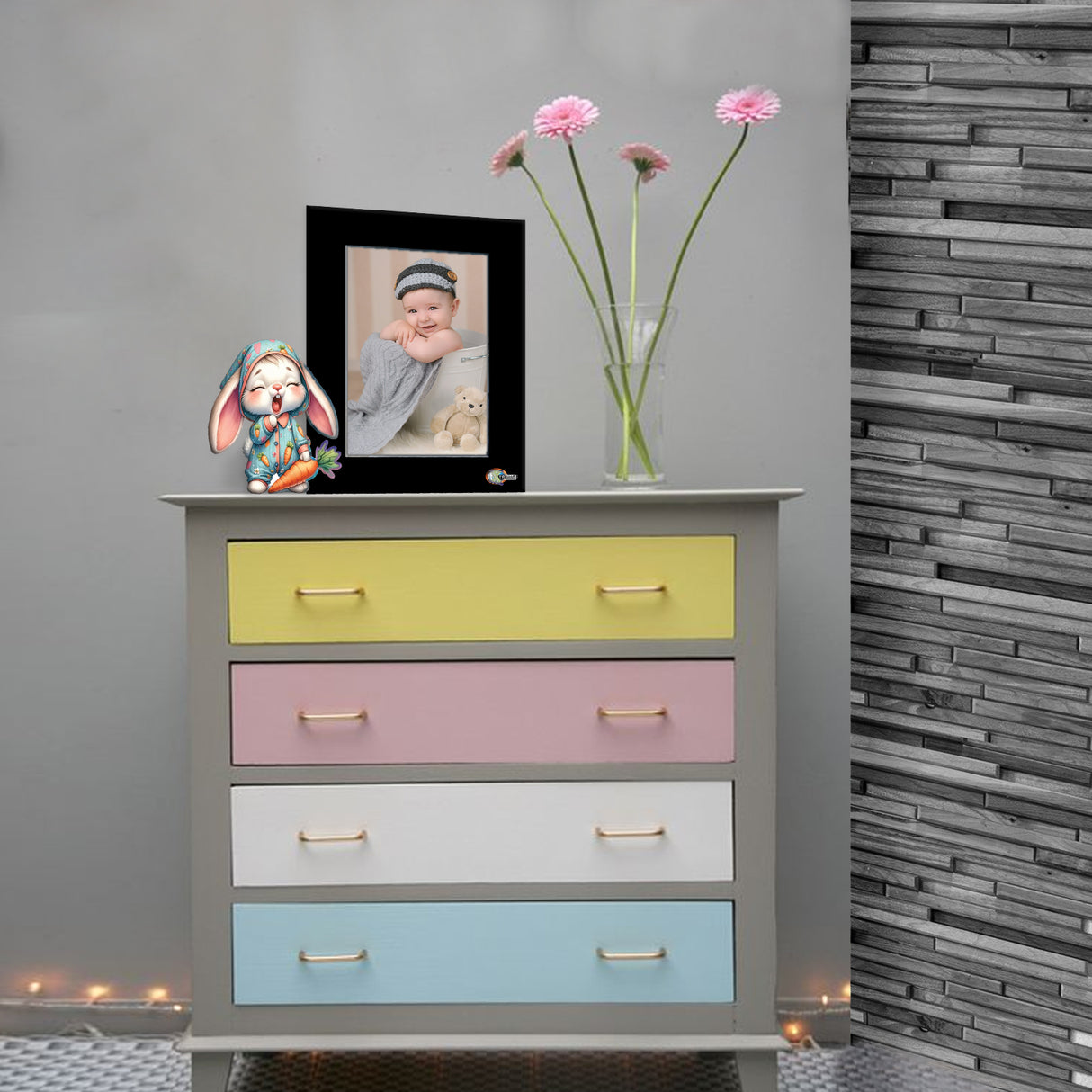 Portarretrato Kids Negro 20.5x19.5cm sin Marco y con Vidrio Protector - PORTARRETRATOS | Bylmo