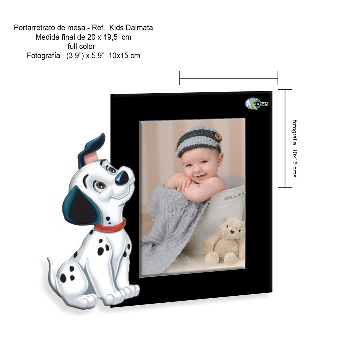 Portarretrato Kids Negro 19.5x20cm sin Marco y con Vidrio Protector - PORTARRETRATOS | Bylmo