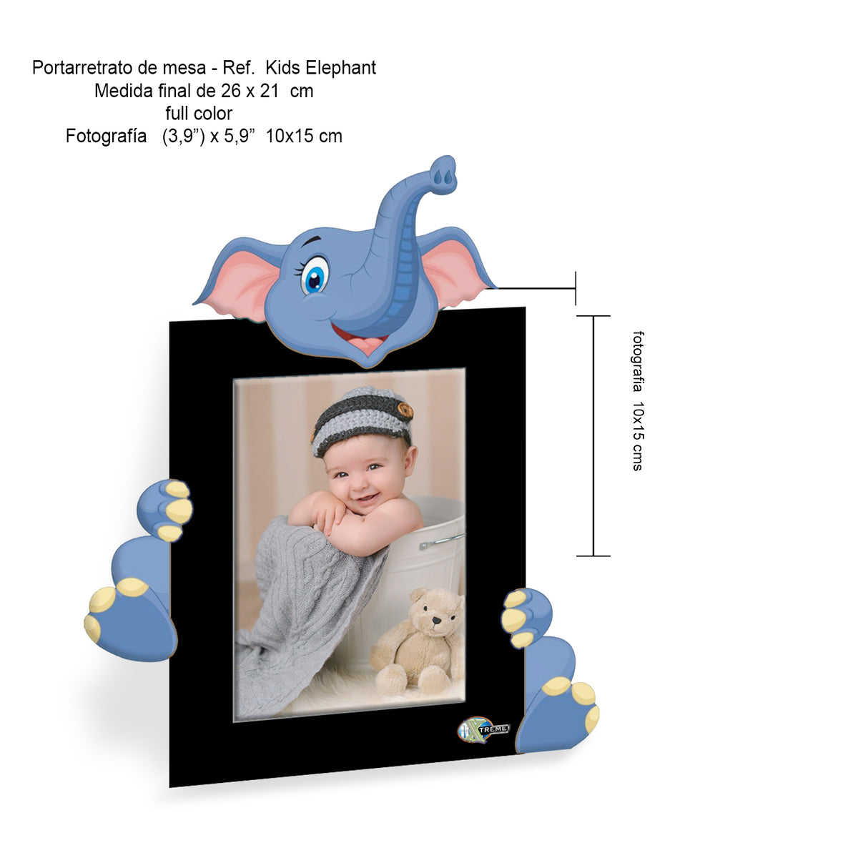 Portarretrato Kids Negro 21x26cm sin Marco y con Vidrio Protector - PORTARRETRATOS | Bylmo