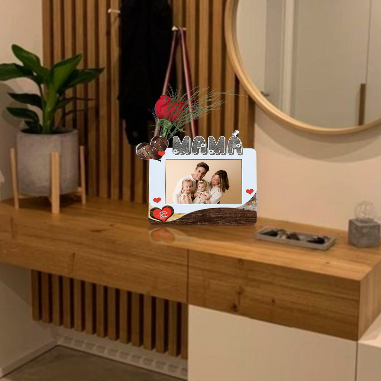 Portarretrato I Love Mamá Gris 23x20cm sin Marco y con Vidrio Protector - PORTARRETRATOS | Bylmo