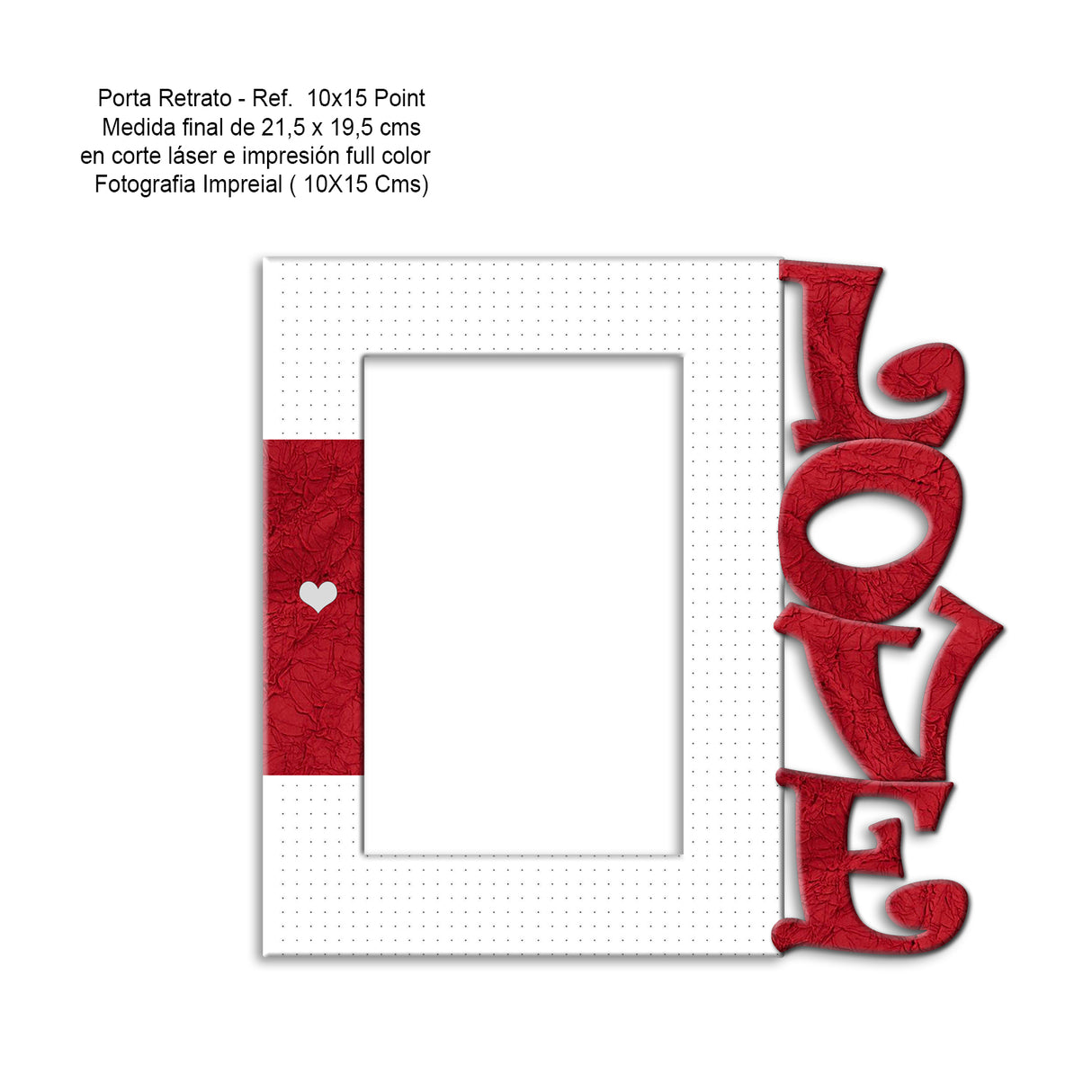 Portarretrato Love Point Blanco y Rojo 21x19.5cm sin Marco y con Vidrio Protector - PORTARRETRATOS | Bylmo