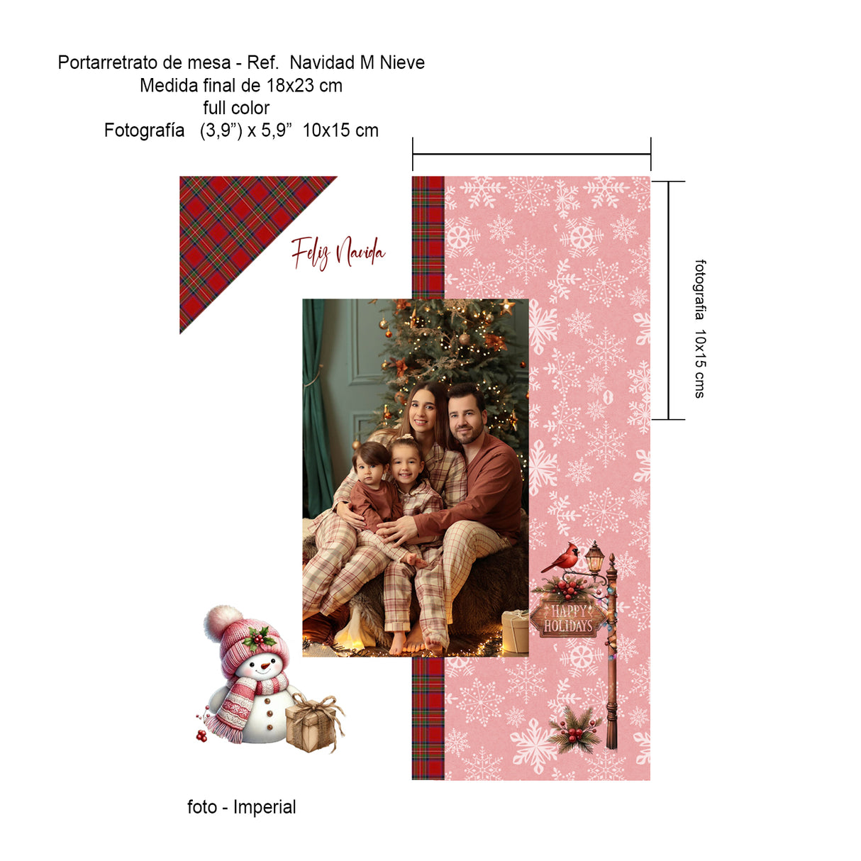 Portarretrato Nieve Blanco y Rosa 18x23cm sin Marco y con Vidrio Protector - PORTARRETRATOS | Bylmo