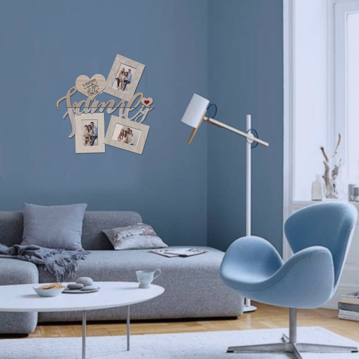 Cuadro Portarretrato Family Amarillo y Gris 48.5x49.5cm sin Marco y con Vidrio Protector - PORTARRETRATOS | Bylmo