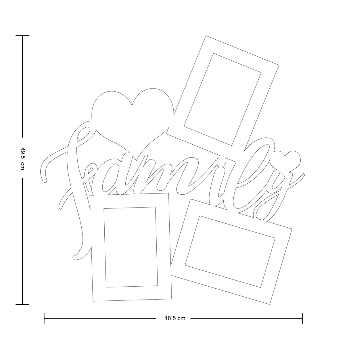 Cuadro Portarretrato Family Gris Claro 48.5x49.5cm sin Marco y con Vidrio Protector - PORTARRETRATOS | Bylmo