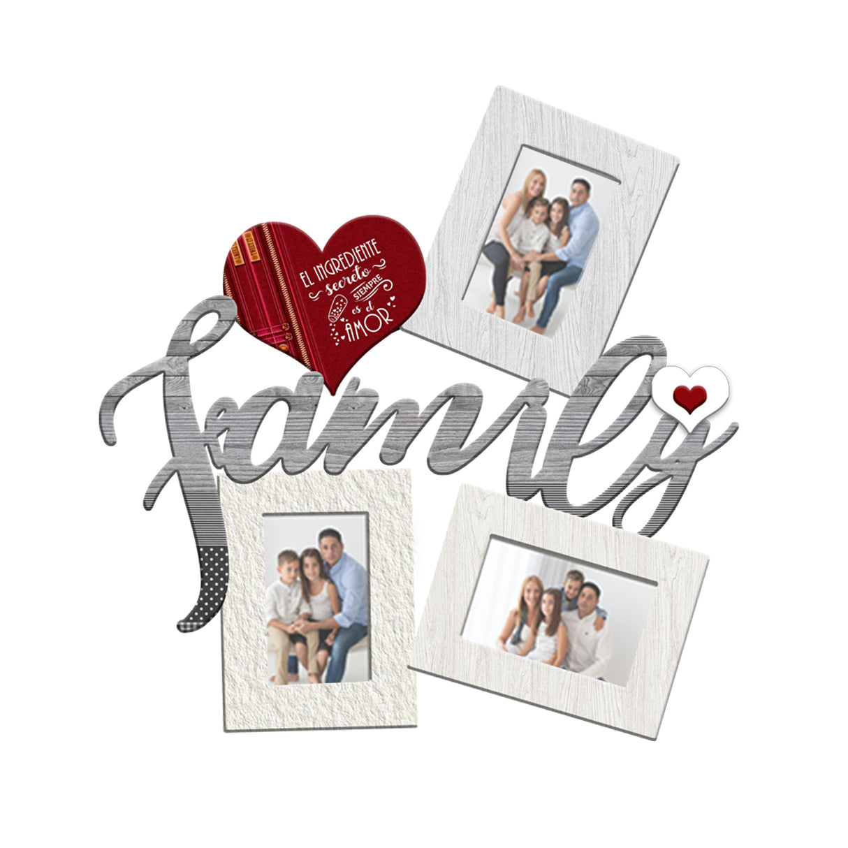 Cuadro Portarretrato Family Gris Oscuro 48.5x49.5cm sin Marco y con Vidrio Protector - PORTARRETRATOS | Bylmo