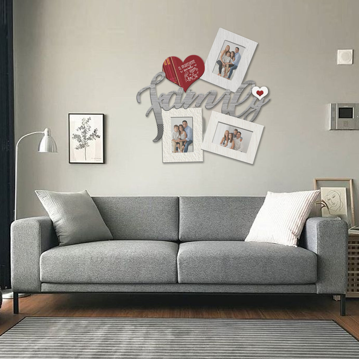 Cuadro Portarretrato Family Gris Oscuro 48.5x49.5cm sin Marco y con Vidrio Protector - PORTARRETRATOS | Bylmo