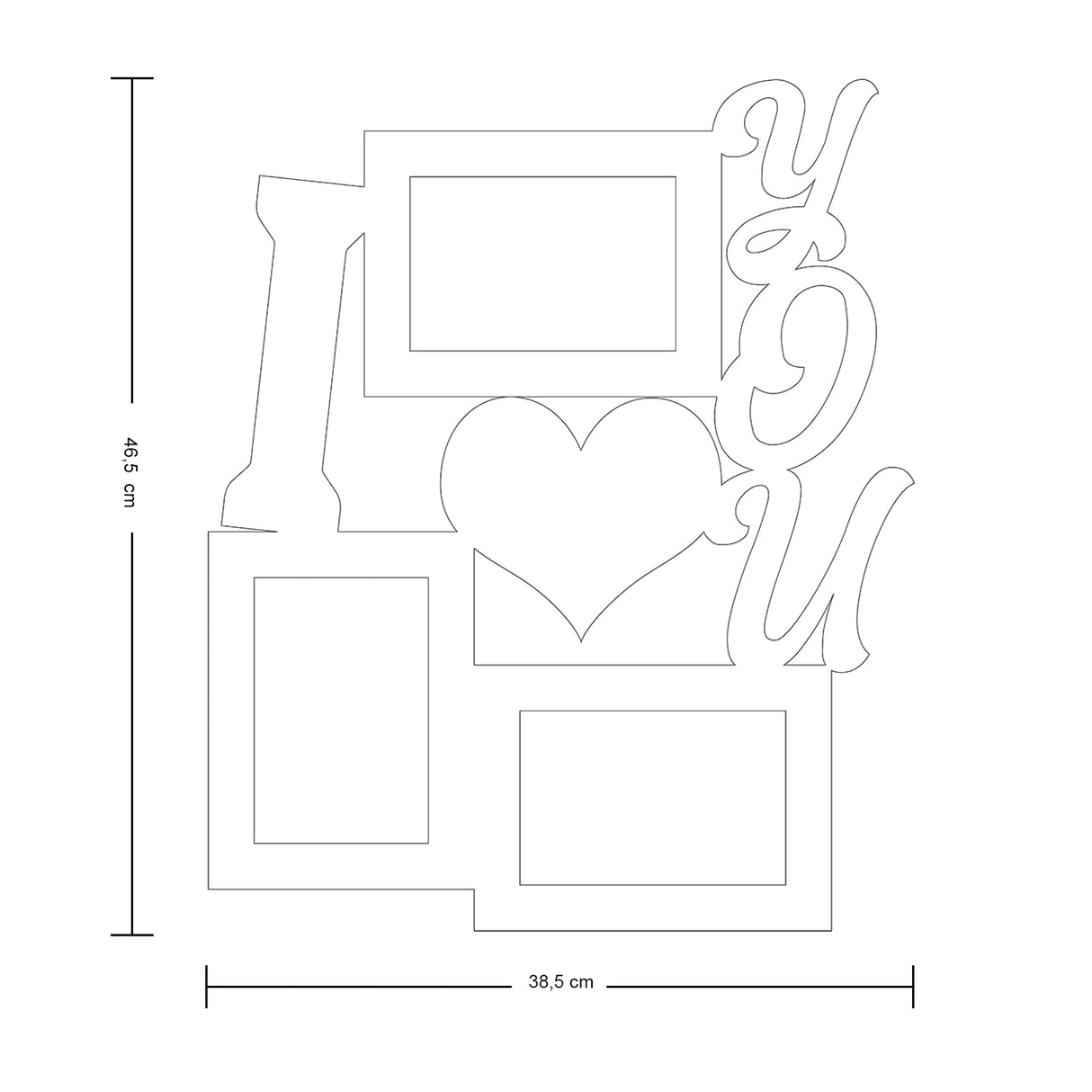 Cuadro Portarretrato You Rosa 46x38cm sin Marco y con Vidrio Protector - PORTARRETRATOS | Bylmo