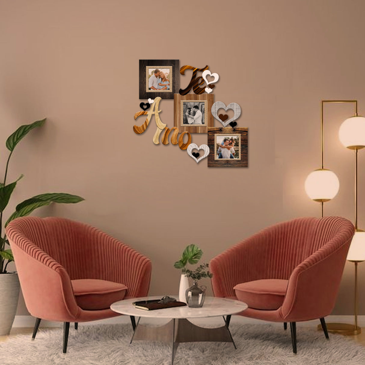 Cuadro Portarretrato Te Amo Madera 45.5x43cm sin Marco y con Vidrio Protector - PORTARRETRATOS | Bylmo