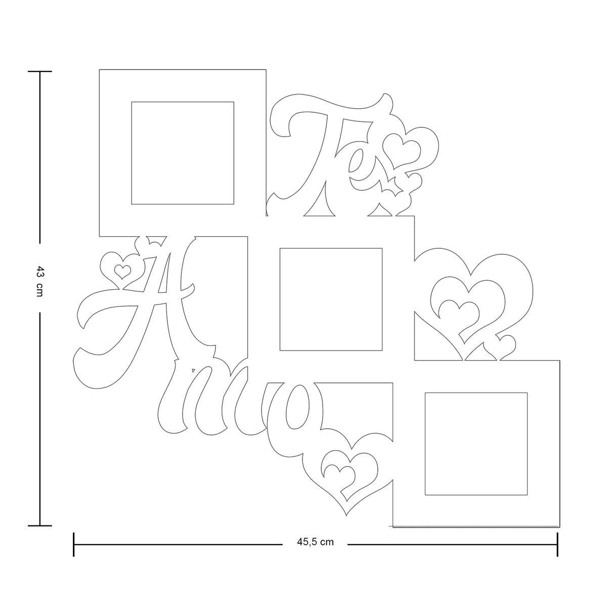 Cuadro Portarretrato Te Amo Verde 45.5x43cm sin Marco y con Vidrio Protector - PORTARRETRATOS | Bylmo