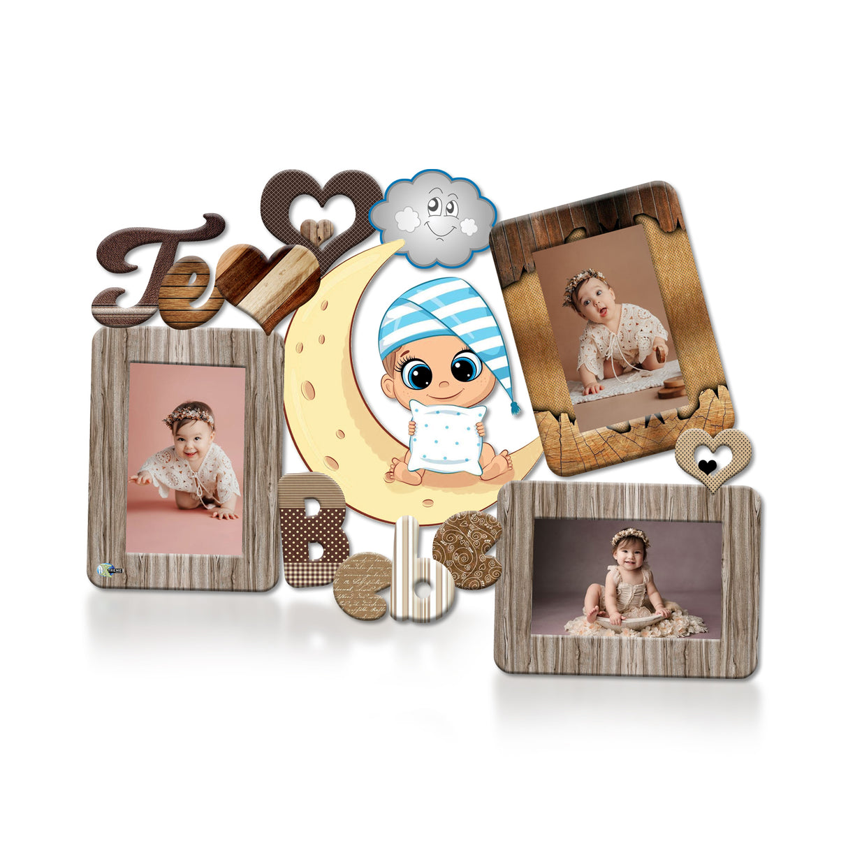 Cuadro Portarretrato Te Amo Bebé Madera 48x36cm sin Marco y con Vidrio Protector - PORTARRETRATOS | Bylmo