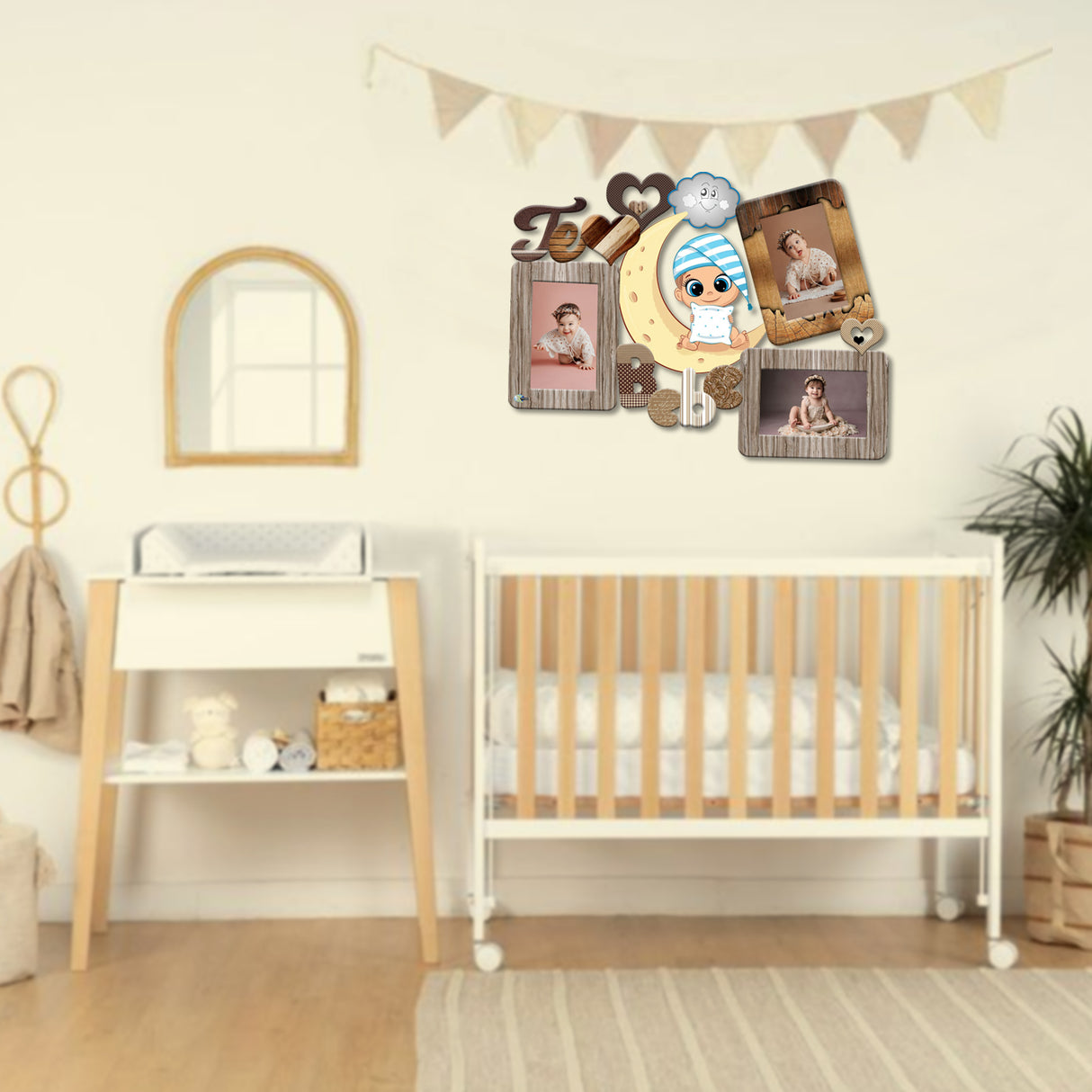 Cuadro Portarretrato Te Amo Bebé Madera 48x36cm sin Marco y con Vidrio Protector - PORTARRETRATOS | Bylmo