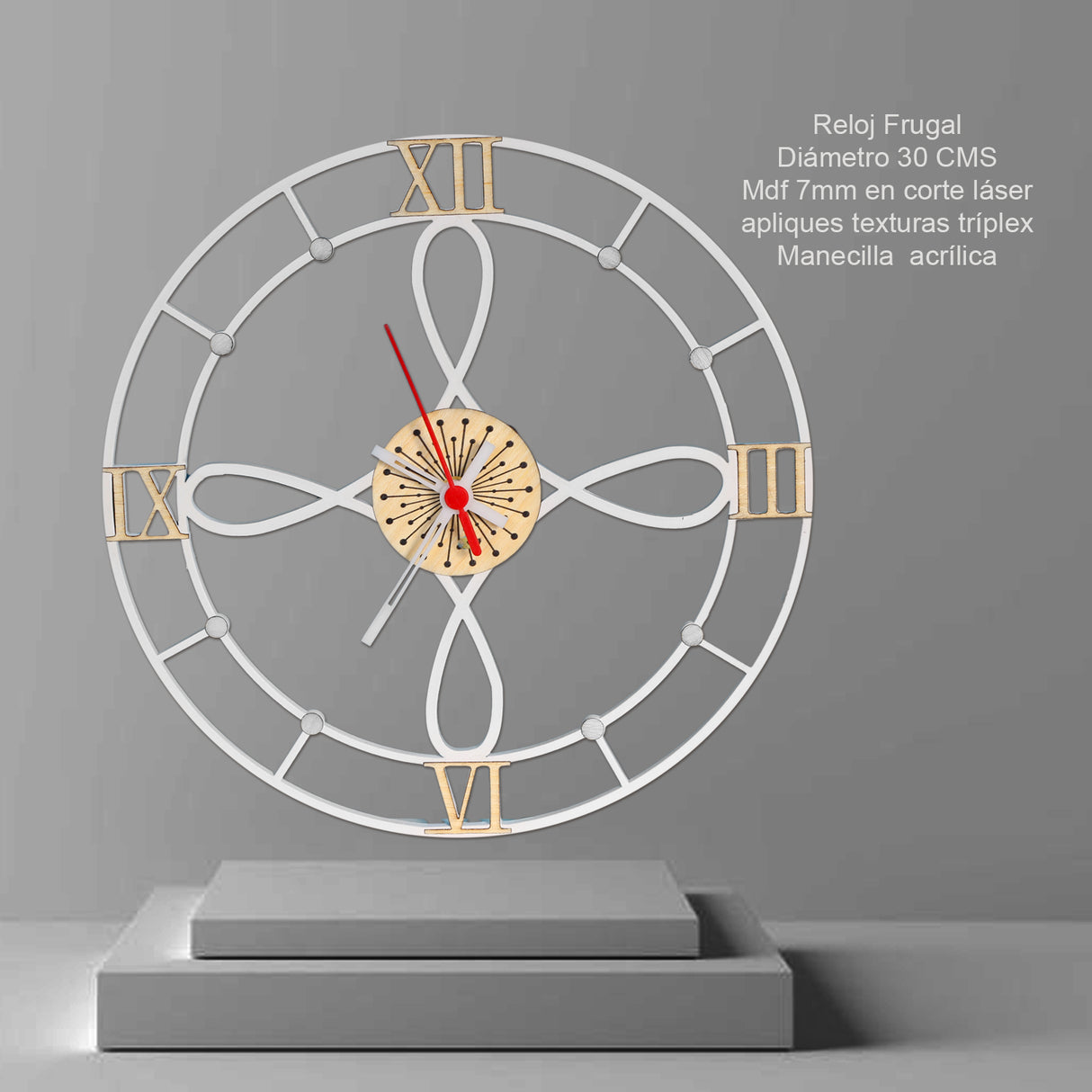 Reloj de Pared Gothic Blanco 31x31cm Circular Analogo de Baterias - RELOJES | Bylmo