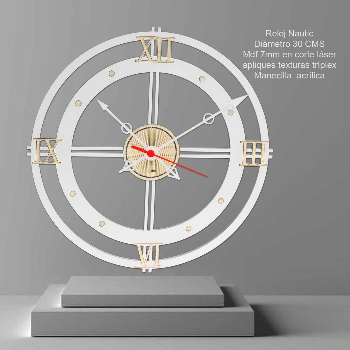 Reloj de Pared Memorial Blanco 31x31cm Circular Analogo de Baterias - RELOJES | Bylmo