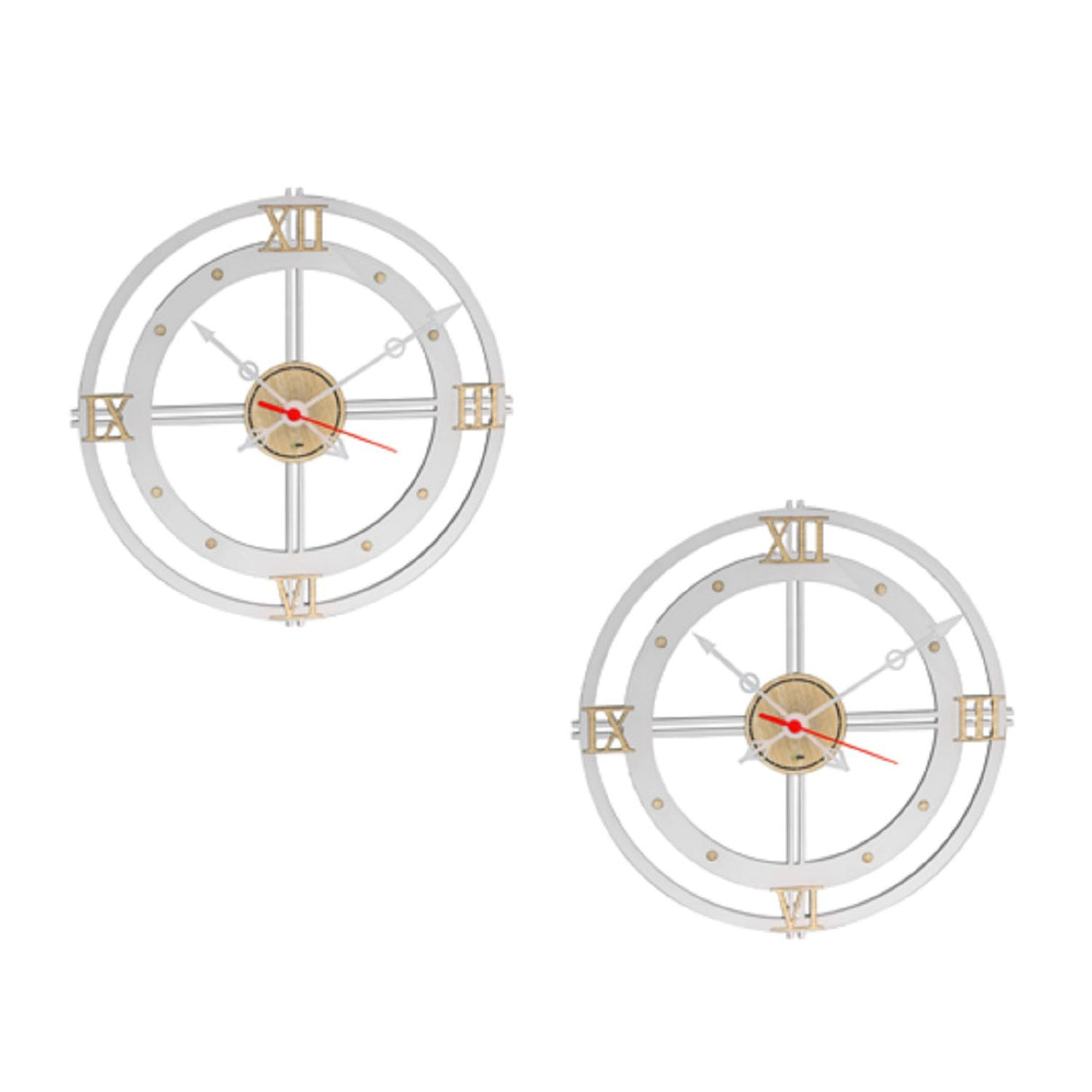 Set X 2 Relojes de Pared Memorial Blanco 31x31cm Circular Analogo de Baterias - RELOJES | Bylmo