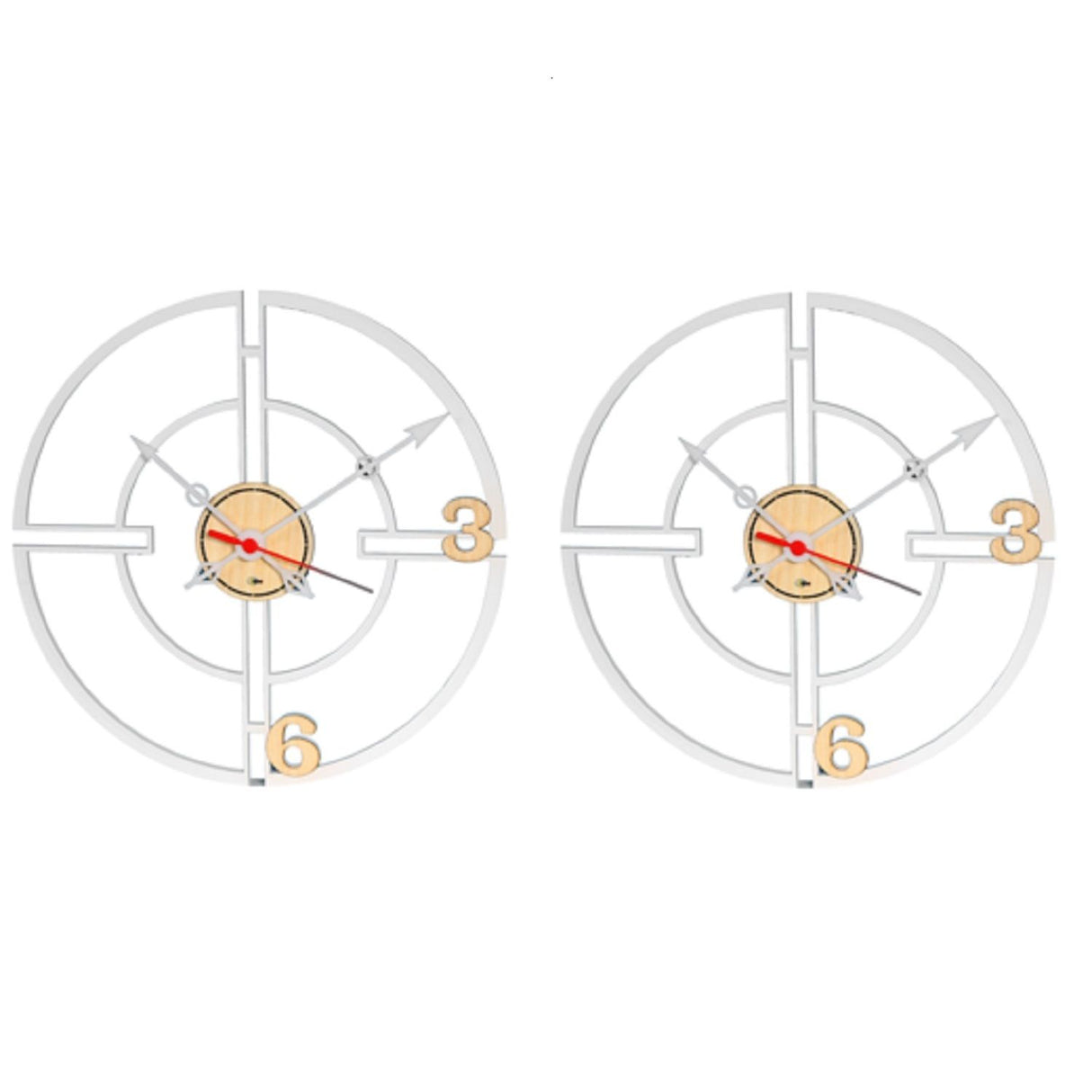 Set X 2 Relojes de Pared Frugal Blanco 31x31cm Circular Analogo de Baterias - RELOJES | Bylmo