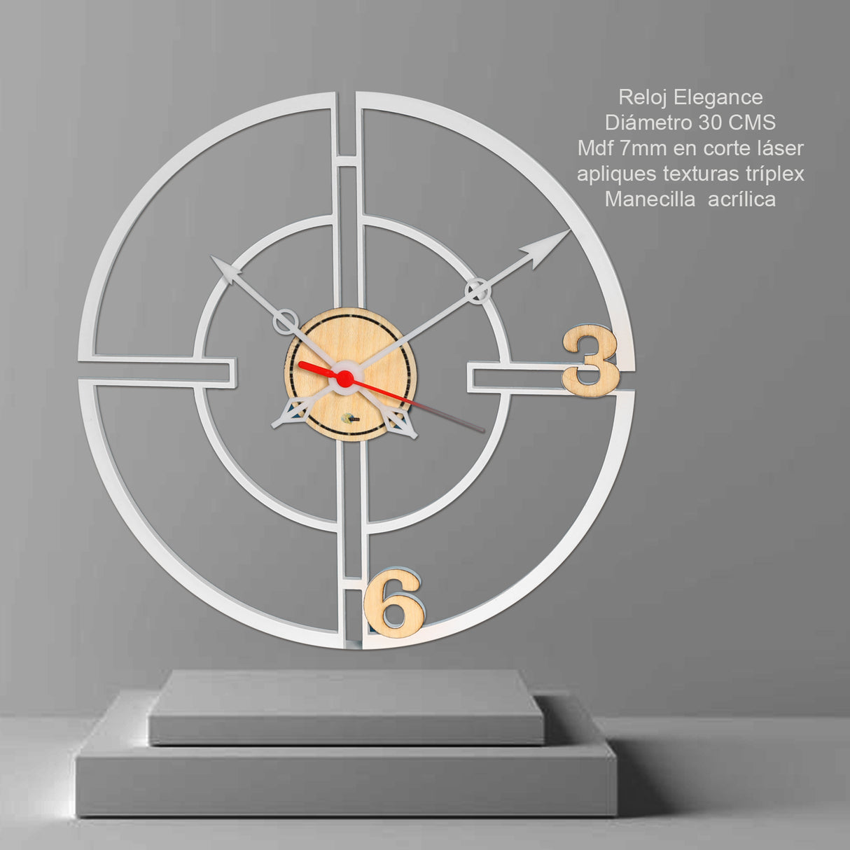 Set X 2 Relojes de Pared Frugal Blanco 31x31cm Circular Analogo de Baterias - RELOJES | Bylmo