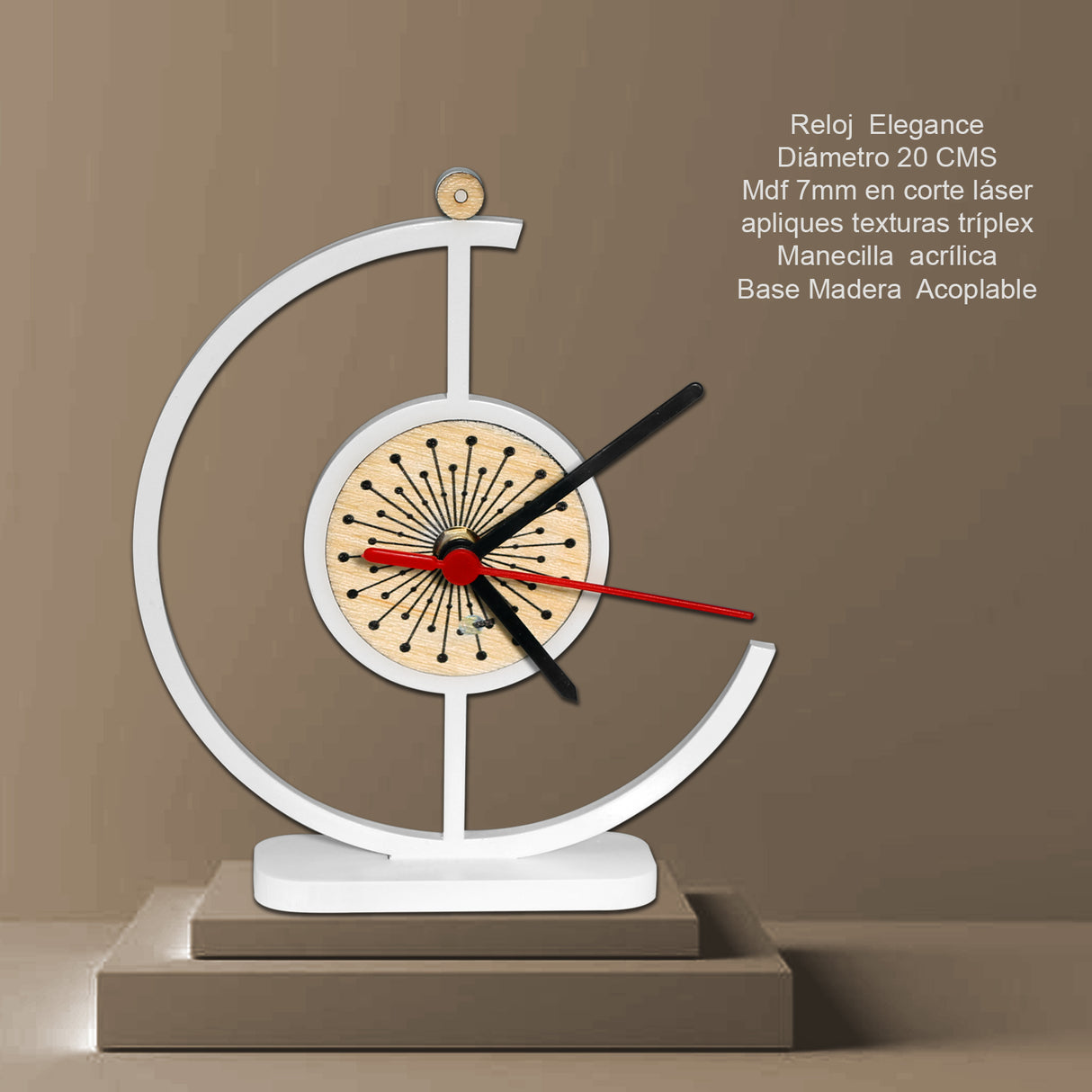 Reloj de Pared Elegance Blanco 20x20cm Circular Analogo de Baterias - RELOJES | Bylmo