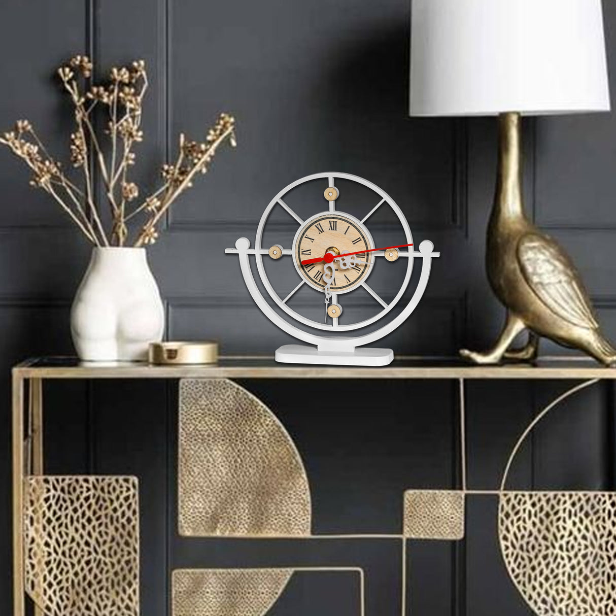 Set X 2 Relojes de Mesa Indigo Blanco 20x20cm Circular Analogo de Baterias - RELOJES | Bylmo