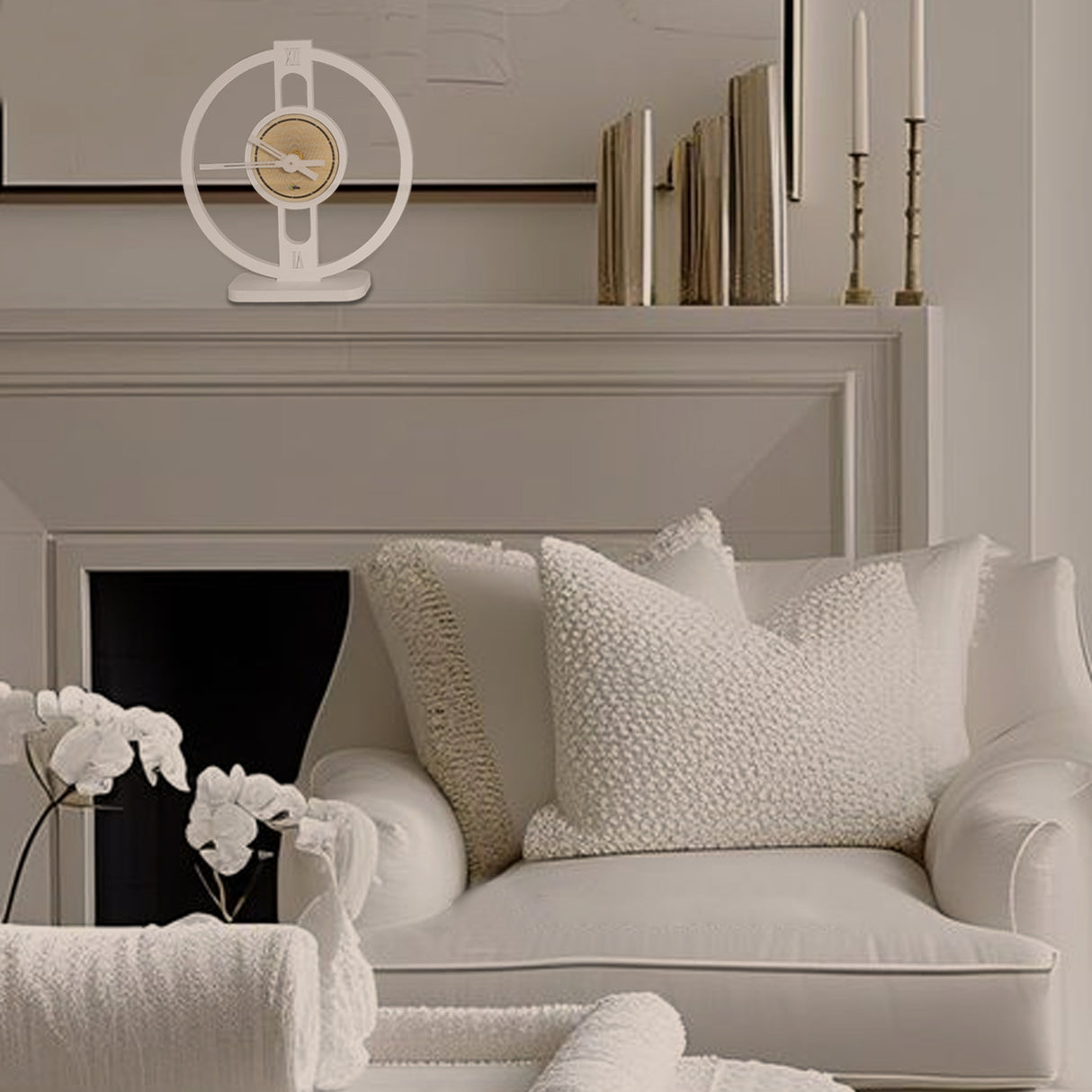 Reloj de Mesa Orion Blanco 20x20cm Circular Analogo de Baterias - RELOJES | Bylmo