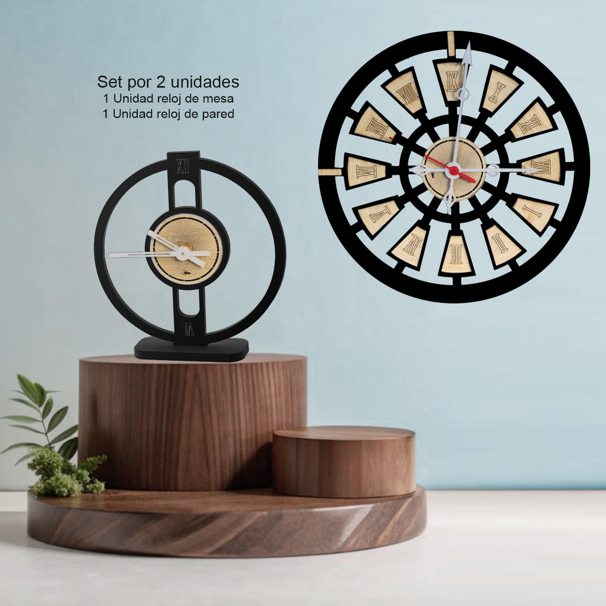 Set X 2 Relojes de Pared Nautic Orion Negro 30x30cm Circular Analogo de Baterias - RELOJES | Bylmo