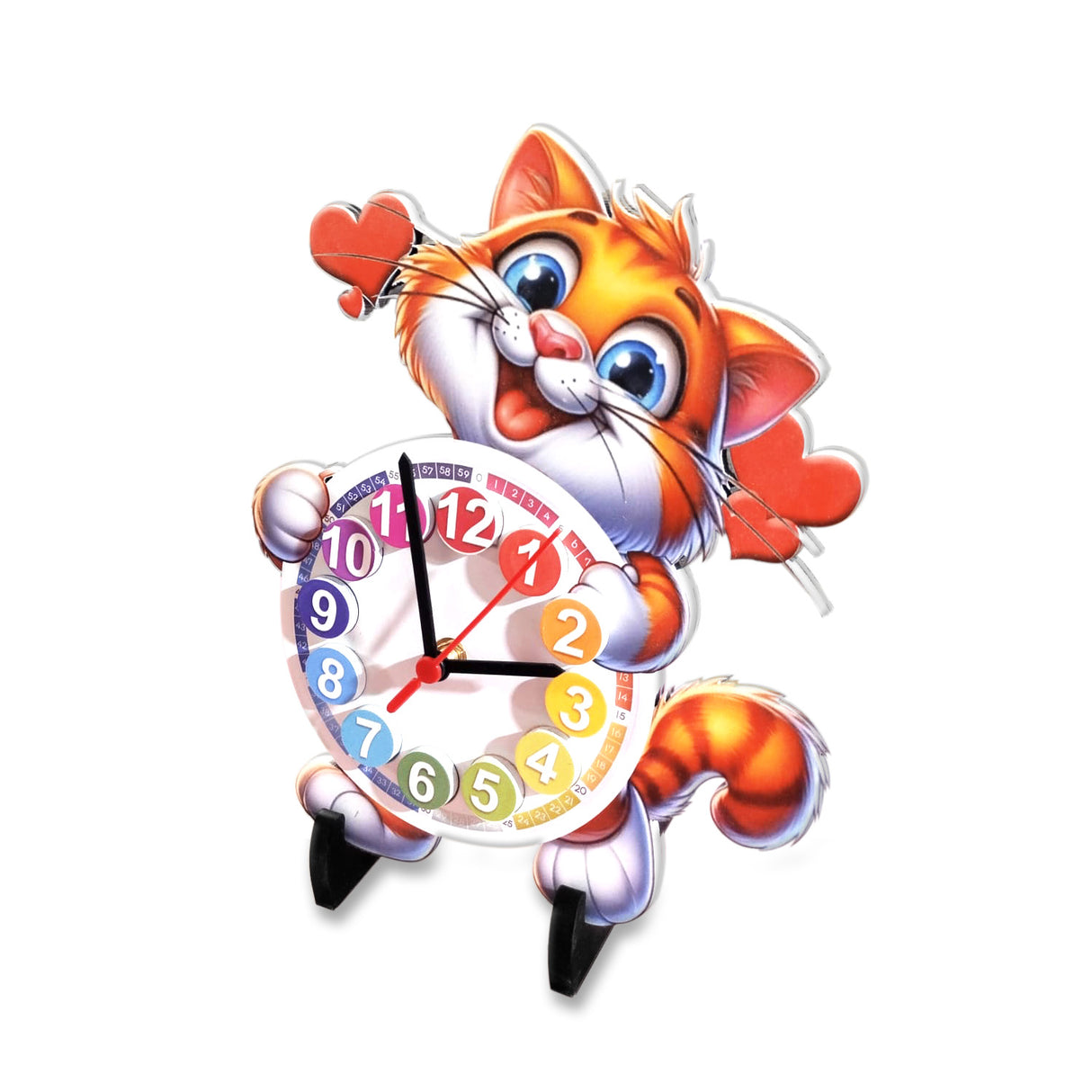 Reloj de Mesa Kids Blanco y Naranja 35x29cm Irregular Analogo de Baterias - RELOJES | Bylmo