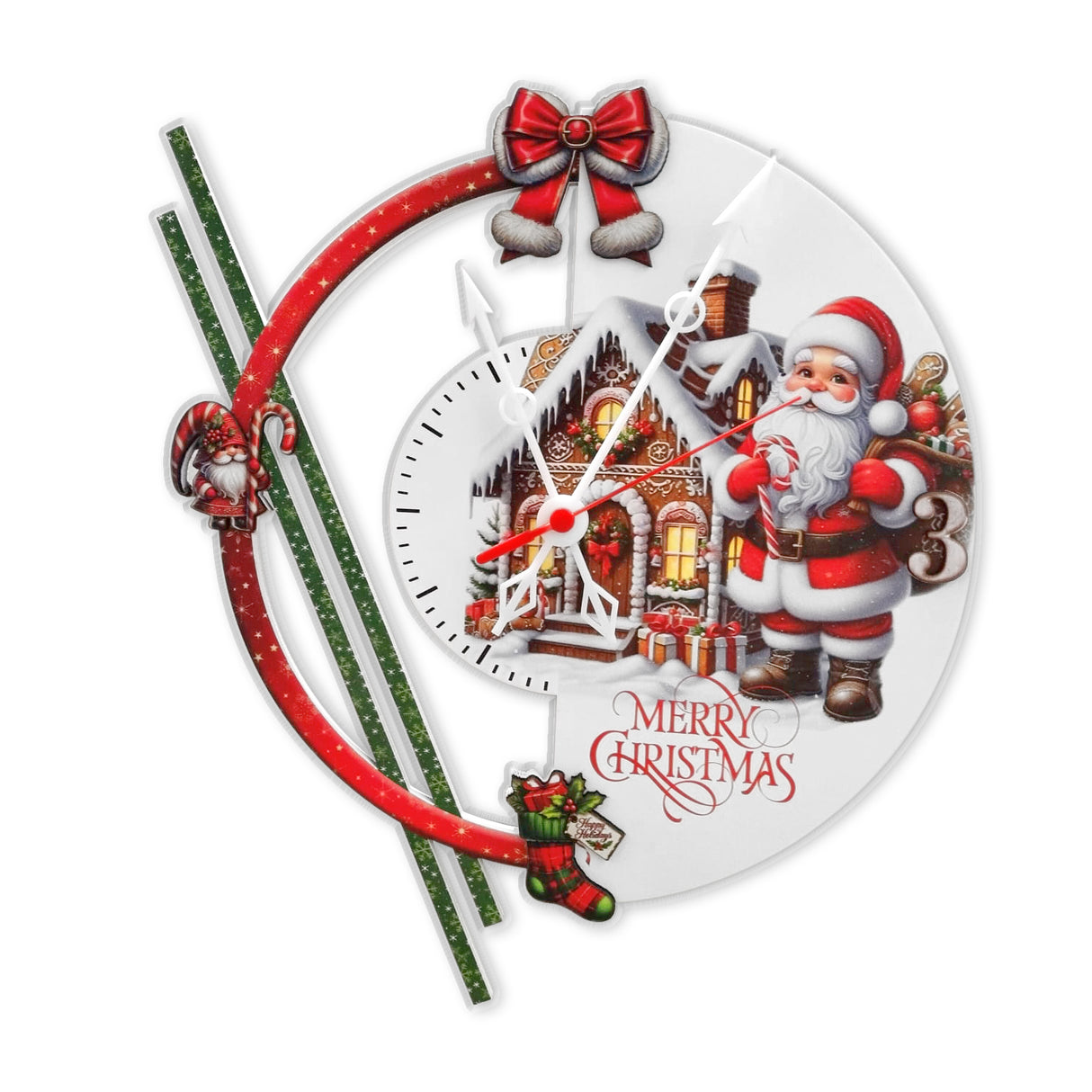 Reloj de Pared Papá Noel Rojo y Blanco 34x30cm Circular Analogo de Baterias - RELOJES | Bylmo